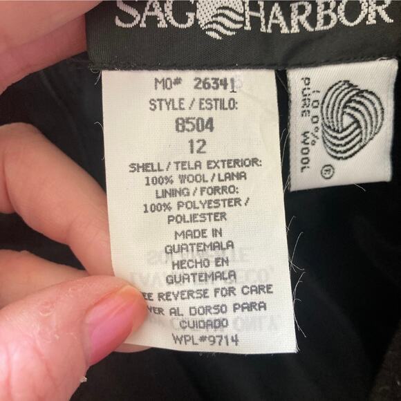 Vintage Sag Harbor Black 100% Wool Midi Pencil Skirt, Size 12 - Picture 5 of 7